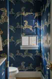 Zebra Powder Bath by ML Interiors Group in Dallas, Tx.
