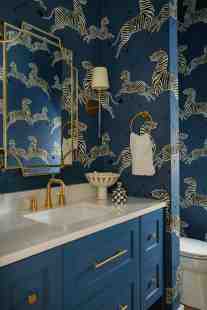 Zebra Powder Bath by ML Interiors Group in Dallas, Tx.